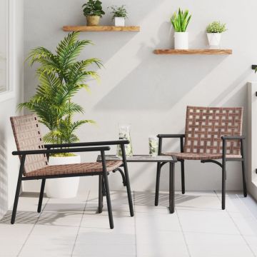 Scaune de grădină 2 buc Negru 79x56x73,5 cm Ratan Polimeric