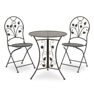 Set de dining 3 bucăți Abriel antracită metal antic 0x0