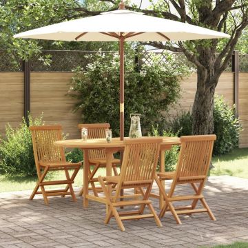 Set de dining pentru grădină , 5 piese, din lemn masiv de tec