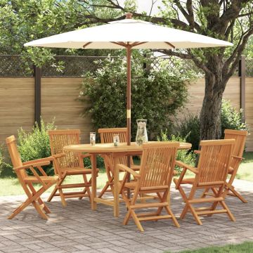 Set de dining pentru grădină 7 piese din lemn masiv de tec