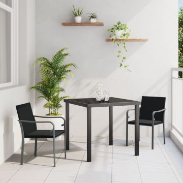 Set de grădină din 3 piese cu perne, Negru, Poliratan