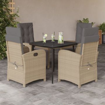 Set mobilier pentru grădină, 5 piese, cu perne, bej, poliratan