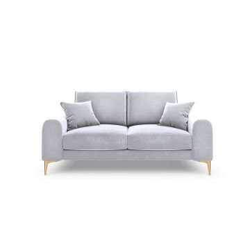 Canapea, Madara, Mazzini Sofas, 2 locuri, gold legs, 172x102x90 cm, catifea, argintiu