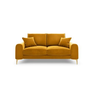 Canapea, Madara, Mazzini Sofas, 2 locuri, gold legs, 172x102x90 cm, catifea, galben