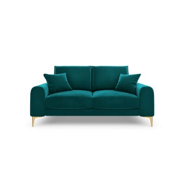 Canapea, Madara, Mazzini Sofas, 2 locuri, gold legs, 172x102x90 cm, catifea, turcoaz