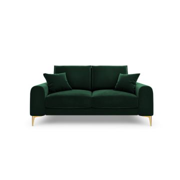 Canapea, Madara, Mazzini Sofas, 2 locuri, gold legs, 172x102x90 cm, catifea, verde bottle