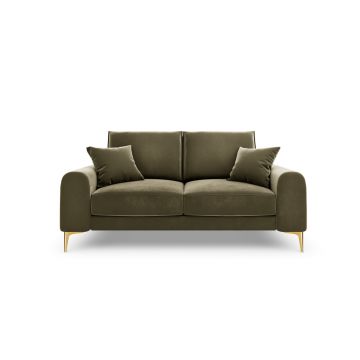 Canapea, Madara, Mazzini Sofas, 2 locuri, gold legs, 172x102x90 cm, catifea, verde