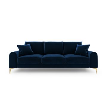 Canapea, Madara, Mazzini Sofas, 3 locuri, gold legs, 222x102x90 cm, catifea, albastru regal