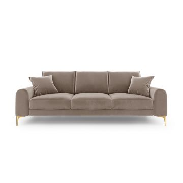 Canapea, Madara, Mazzini Sofas, 3 locuri, gold legs, 222x102x90 cm, catifea, bej