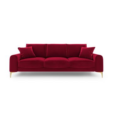 Canapea, Madara, Mazzini Sofas, 3 locuri, gold legs, 222x102x90 cm, catifea, rosu vin