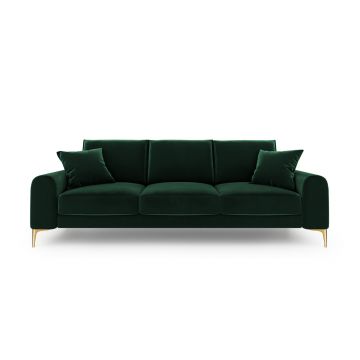 Canapea, Madara, Mazzini Sofas, 3 locuri, gold legs, 222x102x90 cm, catifea, verde bottle