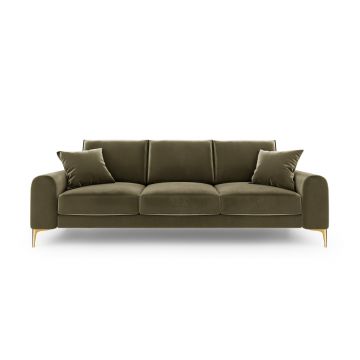 Canapea, Madara, Mazzini Sofas, 3 locuri, gold legs, 222x102x90 cm, catifea, verde