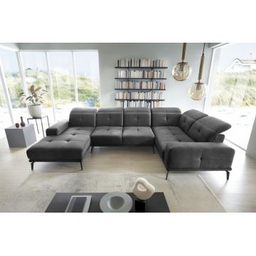Coltar dreapta 6 locuri ELTAP, RT-06NU, Neviro, 350x201x77 cm, lemn/poliester, gri inchis
