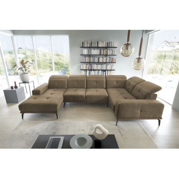 Coltar dreapta 6 locuri ELTAP, RT-20NU, Neviro, 350x201x77 cm, lemn/poliester, maro deschis