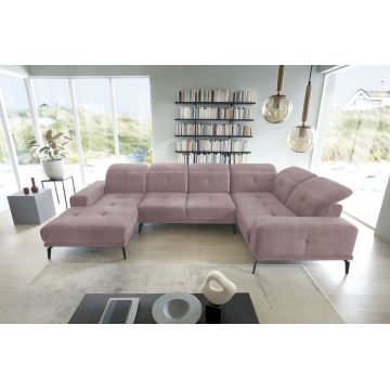 Coltar dreapta 6 locuri ELTAP, RT-24LO, Neviro, 350x201x77 cm, lemn/poliester, roz deschis
