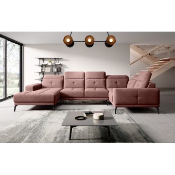 Coltar dreapta 6 locuri ELTAP, RT-24LU, Neviro, 350x201x77 cm, lemn/poliester, roz inchis