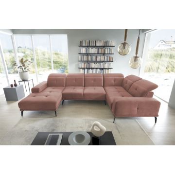Coltar dreapta 6 locuri ELTAP, RT-24NU, Neviro, 350x201x77 cm, lemn/poliester, roz