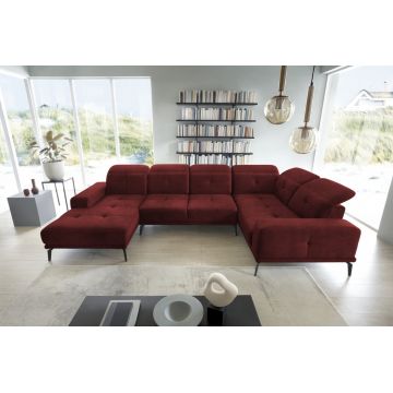Coltar dreapta 6 locuri ELTAP, RT-25LO, Neviro, 350x201x77 cm, lemn/poliester, rosu inchis