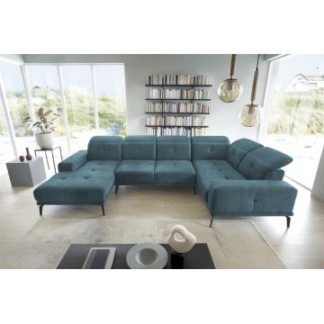 Coltar dreapta 6 locuri ELTAP, RT-38LO, Neviro, 350x201x77 cm, lemn/poliester, albastru deschis