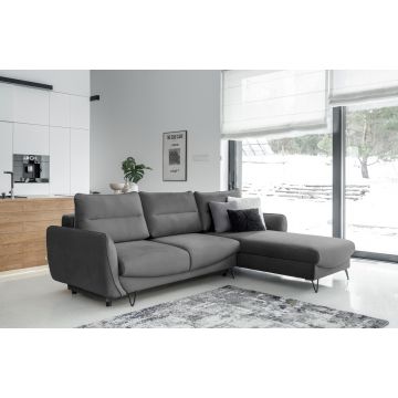 Coltar extensibil dreapta 3 locuri ELTAP, RT-04NU, Silva, 276x201x100 cm, lemn/poliester, gri inchis
