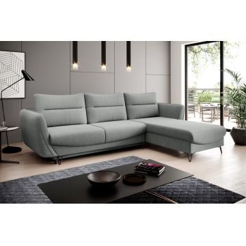 Coltar extensibil dreapta 3 locuri ELTAP, RT-04VER, Silva, 276x201x100 cm, lemn/poliester, gri deschis