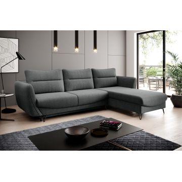 Coltar extensibil dreapta 3 locuri ELTAP, RT-05VER, Silva, 276x201x100 cm, lemn/poliester, gri inchis