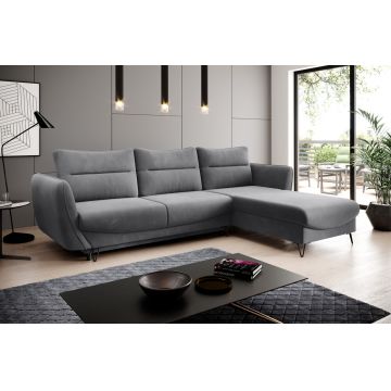 Coltar extensibil dreapta 3 locuri ELTAP, RT-06SO, Silva, 276x201x100 cm, lemn/poliester, gri inchis
