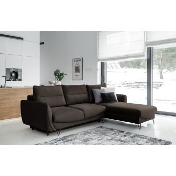 Coltar extensibil dreapta 3 locuri ELTAP, RT-22NU, Silva, 276x201x100 cm, lemn/poliester, maro inchis