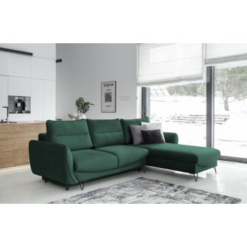 Coltar extensibil dreapta 3 locuri ELTAP, RT-35NU, Silva, 276x201x100 cm, lemn/poliester, verde inchis