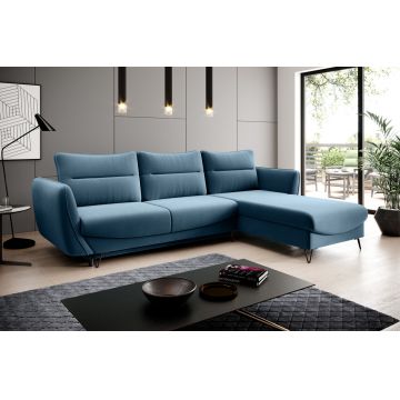 Coltar extensibil dreapta 3 locuri ELTAP, RT-38SAV, Silva, 276x201x100 cm, lemn/poliester, albastru deschis
