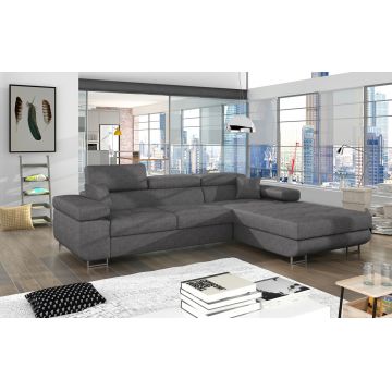 Coltar extensibil dreapta 4 locuri ELTAP, Armd-37, Armando, 289x203x85 cm, lemn/poliester, gri