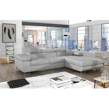 Coltar extensibil dreapta 4 locuri ELTAP, Armd-44, Armando, 289x203x85 cm, lemn/poliester, gri deschis