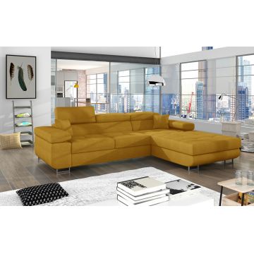 Coltar extensibil dreapta 4 locuri ELTAP, Armd-51, Armando, 289x203x85 cm, lemn/poliester, galben