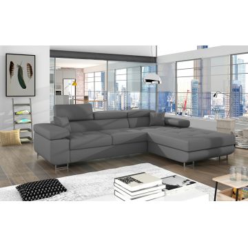 Coltar extensibil dreapta 4 locuri ELTAP, Armd-83, Armando, 289x203x85 cm, lemn/poliester, gri