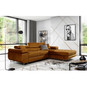 Coltar extensibil dreapta 4 locuri ELTAP, Armd-88, Armando, 289x203x85 cm, lemn/poliester, mustar