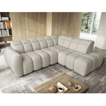 Coltar extensibil dreapta 4 locuri ELTAP, RT-18ROY, Falconn, 258x208x107 cm, lemn/poliester, bej deschis