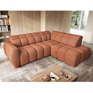 Coltar extensibil dreapta 4 locuri ELTAP, RT-30COR, Falconn, 258x208x107 cm, lemn/poliester, caramiziu