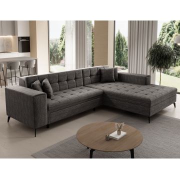 Coltar extensibil dreapta 4 locuri ELTAP, Sol-22, Solange, 292x196x84 cm, lemn/poliester, gri