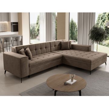 Coltar extensibil dreapta 4 locuri ELTAP, Sol-23, Solange, 292x196x84 cm, lemn/poliester, bej inchis