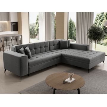 Coltar extensibil dreapta 4 locuri ELTAP, Sol-25, Solange, 292x196x84 cm, lemn/poliester, gri