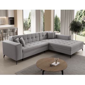 Coltar extensibil dreapta 4 locuri ELTAP, Sol-30, Solange, 292x196x84 cm, lemn/poliester, gri deschis