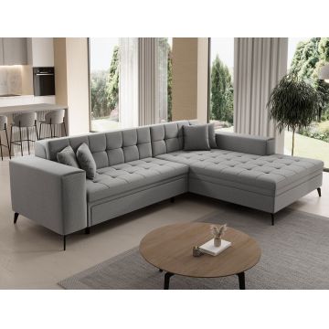 Coltar extensibil dreapta 4 locuri ELTAP, Sol-31, Solange, 292x196x84 cm, lemn/poliester, gri deschis