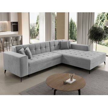 Coltar extensibil dreapta 4 locuri ELTAP, Sol-41, Solange, 292x196x84 cm, lemn/poliester, gri deschis
