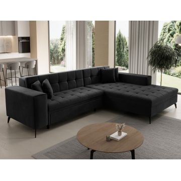 Coltar extensibil dreapta 4 locuri ELTAP, Sol-42, Solange, 292x196x84 cm, lemn/poliester, gri inchis