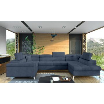 Coltar extensibil dreapta 6 locuri ELTAP, Th-03, Thiago, 342x208x88 cm, lemn/poliester, albastru