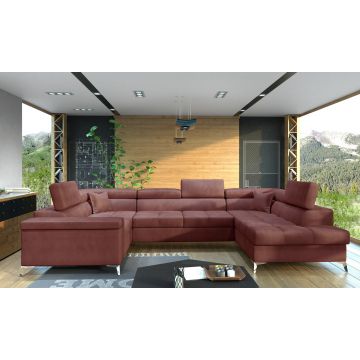Coltar extensibil dreapta 6 locuri ELTAP, Th-19, Thiago, 342x208x88 cm, lemn/poliester, roz inchis