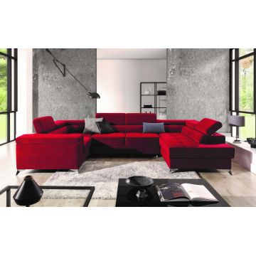 Coltar extensibil dreapta 6 locuri ELTAP, Th-45, Thiago, 342x208x88 cm, lemn/poliester, rosu