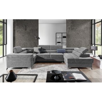 Coltar extensibil dreapta 6 locuri ELTAP, Th-63, Thiago, 342x208x88 cm, lemn/poliester, gri