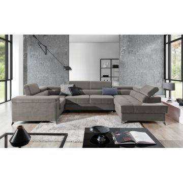 Coltar extensibil dreapta 6 locuri ELTAP, Th-67, Thiago, 342x208x88 cm, lemn/poliester, bej inchis