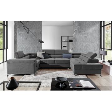 Coltar extensibil dreapta 6 locuri ELTAP, Th-71, Thiago, 342x208x88 cm, lemn/poliester, gri inchis